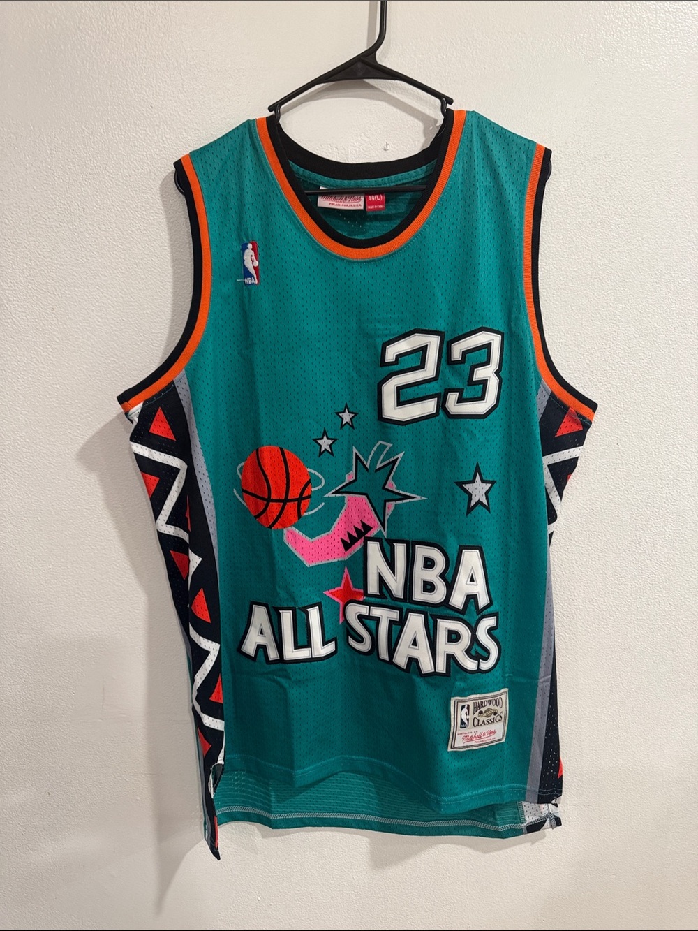 Mitchell & Ness Teal NBA All Stars #23 Jersey with Pink & Orange Accents